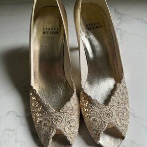 Stuart Weitzman Women's Chantelle Peep-Toe Pump Size 7.5M- Used